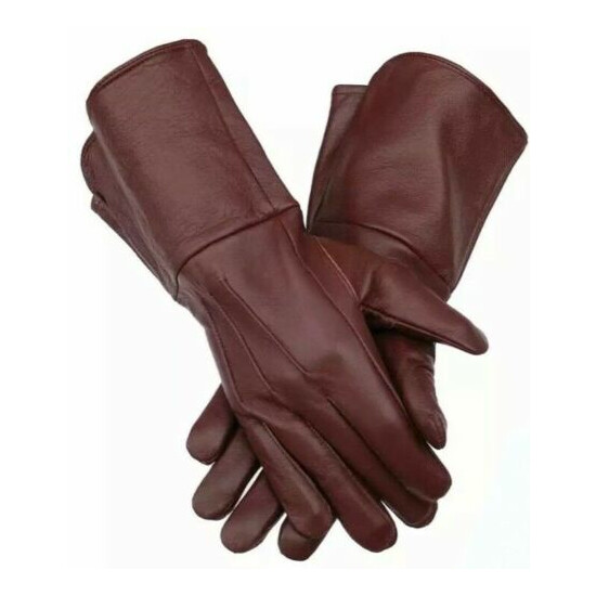 Leather Long Cuff Medieval Gloves Perfect Fit Premium Quality Soft Leather image {3}