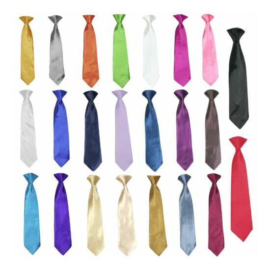 Satin Solid 23 Color Clip on Long tie Necktie for Boys Formal Tuxedo Suits S-20 image {1}