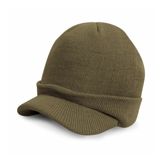 Result Children's Kids Esco Army Knitted Hat Heavy Weight Soft Peaked (RC60Y) image {3}