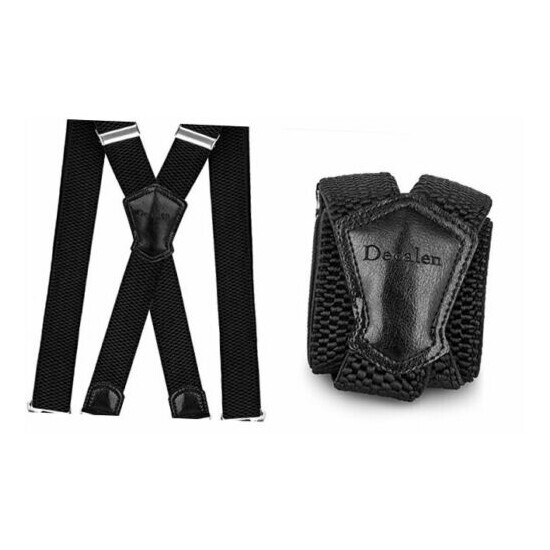  Mens Suspenders Very Strong Clips Heavy Duty Braces Big and Tall X Style Black image {1}