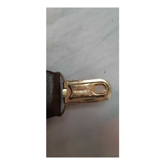 VTG PELICAN USA dark brown solid suspenders brass clips EUC image {7}