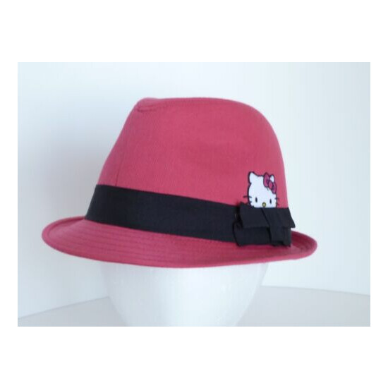 Hello Kitty Pink Black Band 100% Cotton One Size Youth Trilby Hat Sanrio image {2}