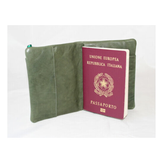Port Passport With Port Pen Real Leather Green English Man Woman image {4}