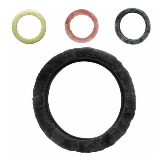 Super Soft Luxury Real Sheepskin Elasticated Universal Fit Steering Wheel Cover image {1}