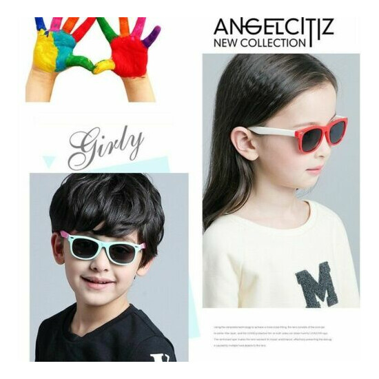 Kids Polarized Sunglasses UV400 Rectangular Boys Girls Shades Fashion Retro I373 image {4}