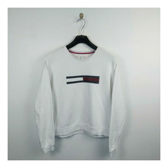 Tommy Hilfiger Sweater Pullover White Oversized / Youth Size 176 cm, 5.8 ft  image {1}