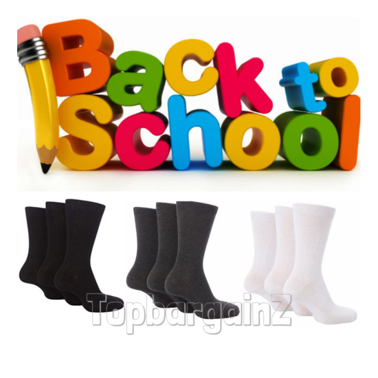 School Socks Ankle Kids Girls Boys White Black Back To School Cotton Childrens image {4}