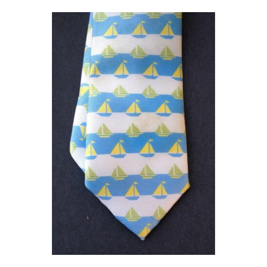 Childrens Place Infant Toddler Tie Sailboats White Blue Yellow Sz 6-18 Months image {2}