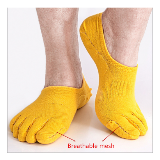6 Pack Men Combed Cotton Five Finger Toe Socks Sport Ankle No Show Casual Solid image {2}