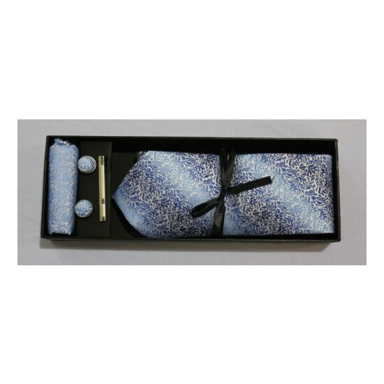 Lavish Gents Men's Boxed The Skagway Tie Set MP7 Blue Ombre/White One Size image {1}
