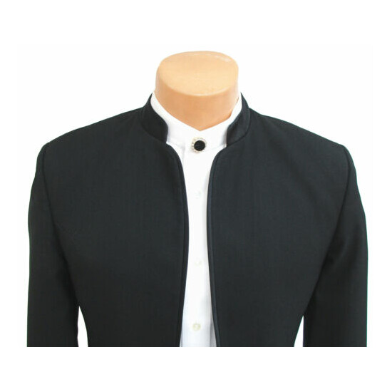 Men's Black Mandarin Collar Tuxedo Jacket Halloween Beatles Preacher Costume 38R image {2}