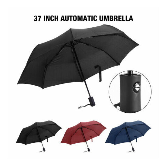 Automatic Black Umbrella Anti-UV Sun/Rain Windproof 3 Folding Compact Umbrella image {2}