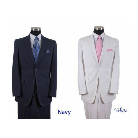 Men's 2 button linen suit with pants white, black, navy, blue L613 Fortino Landi image {2}