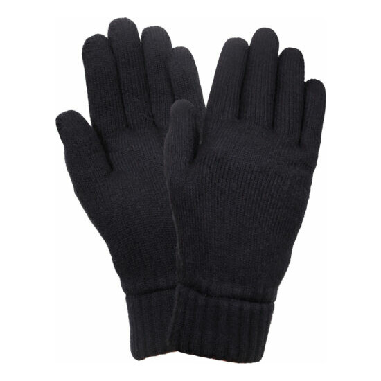 Mens Womens Winter Knit Thermal Insulated Warm Soft Cozy Lining Black Gloves Lot image {2}