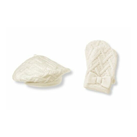 NWOT 2 Sets Janie and Jack Cable Sweater Beret & Lined Mittens Size 6-8 image {1}