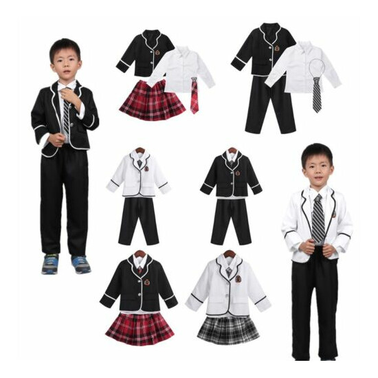 Kids Boys/Girls Anime Costume School Uniform Suit Coat Shirt Tie Pants/Skirt Set image {1}