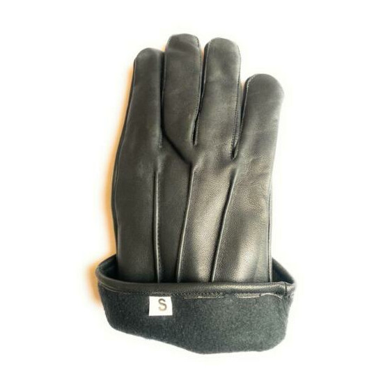 Men Winter Genuine Sheep Leather Dress Driving Glove with warm lining of Fleece image {3}