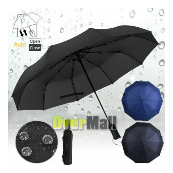 42" Large Umbrella Men/Women Three Folding Anti-UV Windproof Big Rain Umbrella image {1}
