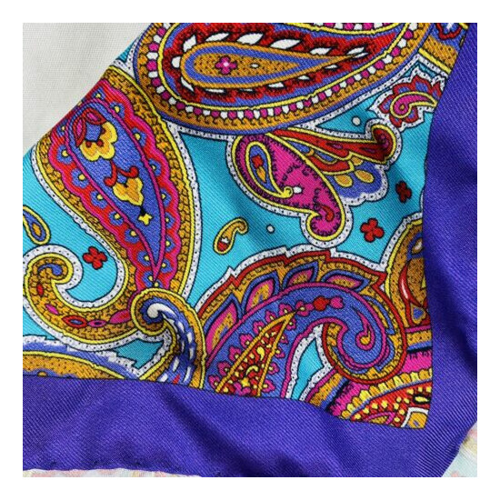 Battisti Napoli Rainbow Purple Outlined Pure Silk Mens Pocket Square NWOT image {3}