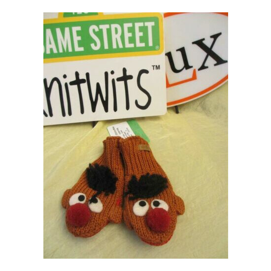 ERNIE MITTENS knit mitts rare baby boys girls COTTON LINING Sesame Street delux image {1}