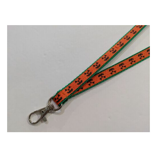 Orange Halloween Pumpkins 1/2" Wide Lanyard with a Lobster Claw ID Clip or Clasp image {1}