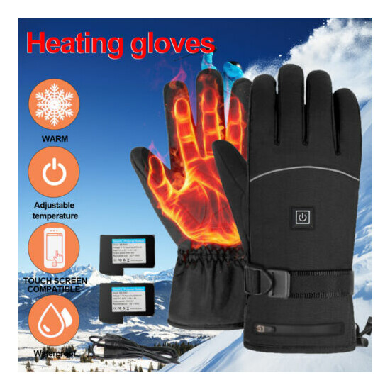 Winter Electric Heated Gloves Battery Powered Touchscreen Windproof Motorcycle image {3}