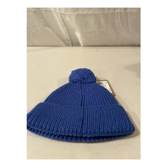 The North Face Baby Infant Box Logo Pom Beanie XXS 0-6 Months NWT TNF Blue image {2}
