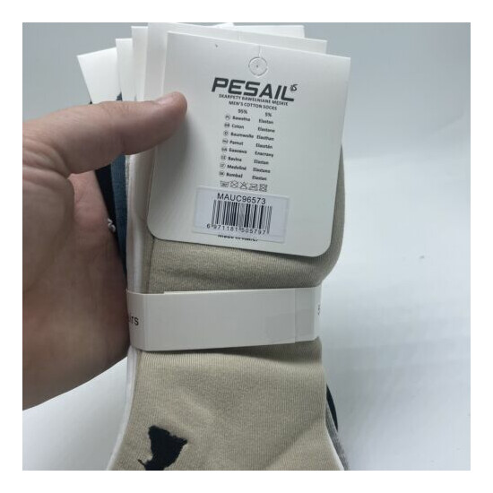 5 Pack of Pesail Cotton Multicolored Running Ankle Socks Mens size 42-46 image {5}