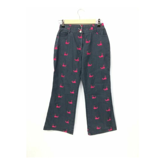 Lilly Pulitzer Girls Whale Embroidered Chino Denim Pants Size 14 image {2}