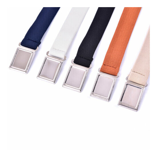 Elastic Solid Color Canvas Belts Boys Girls Elastic Belt Adjustable for Ki~bp image {3}