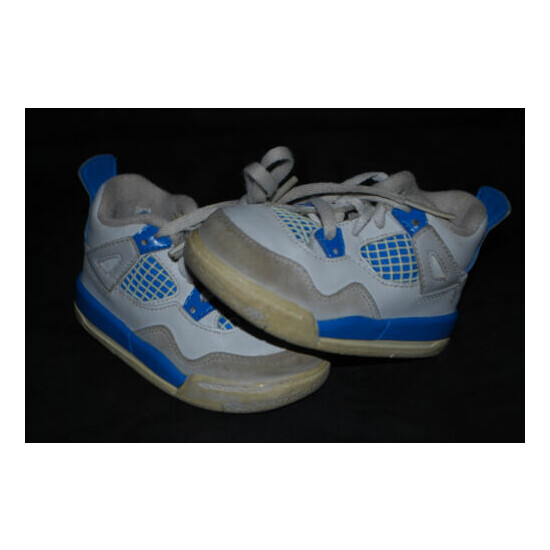 Toddlers Air Jordan Retro 4 IV Miltary Blue / White Sneakers (4.5C) 308500-105 image {1}