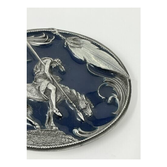 End Of Trail Men’s Belt Buckle By Siskiyou Blue Color Made In USA 1995 image {3}