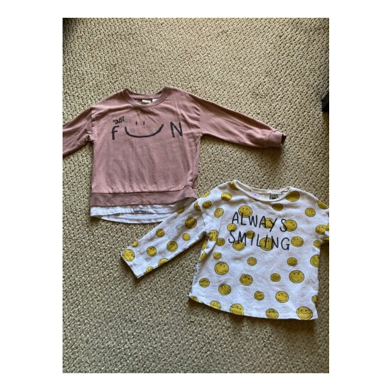 Zara Baby Toddler Girl Set Of Smiley Sweatshirts/Long-sleeve - Size 3/4 Years image {1}