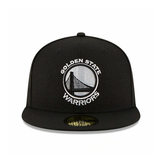 New Era Golden State Warriors Fitted Hat Black White Basic NBA Official Game Cap image {3}