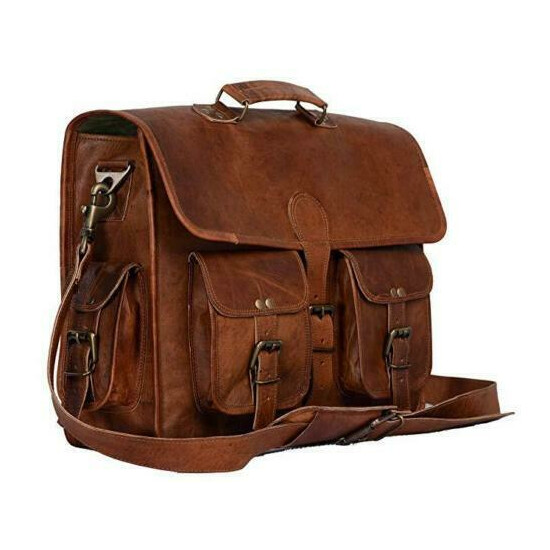 Messenger Laptop Men's Genuine Leather Vintage Handmade Briefcase Bag Satchel image {1}