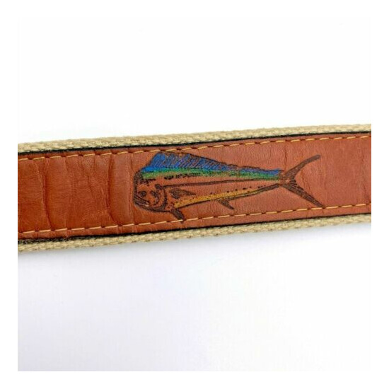 Genuine Leather Canvas Size 36 Brass Buckle Brown Dolphin Mahi Men's Belt image {1}