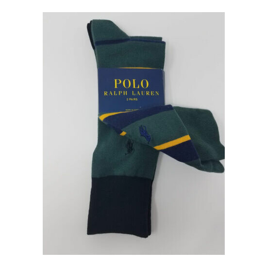 Polo Ralph Lauren Men's 2 Pack Ribbed Heel Toe Sock, 10-13, Striped image {3}