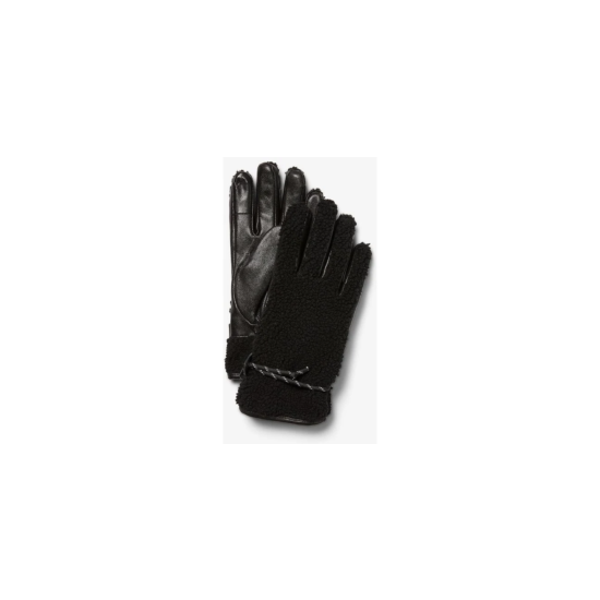 nwt EXPRESS GENUINE LEATHER + SHERPA mens gloves tech touch image {1}