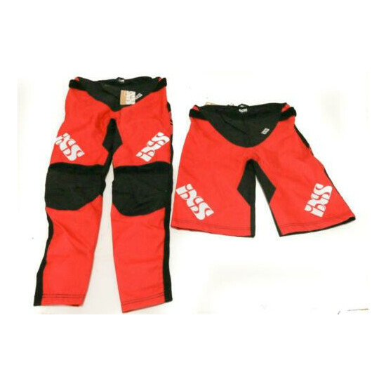 IXS Kid's Race Large BMX Racing Pants / Shorts Set Black Fluorescent Red NEW image {1}
