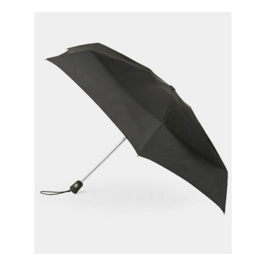 $35 Totes Black Travel Mini Traveler Auto Open Close Compact Rain Umbrella image {1}