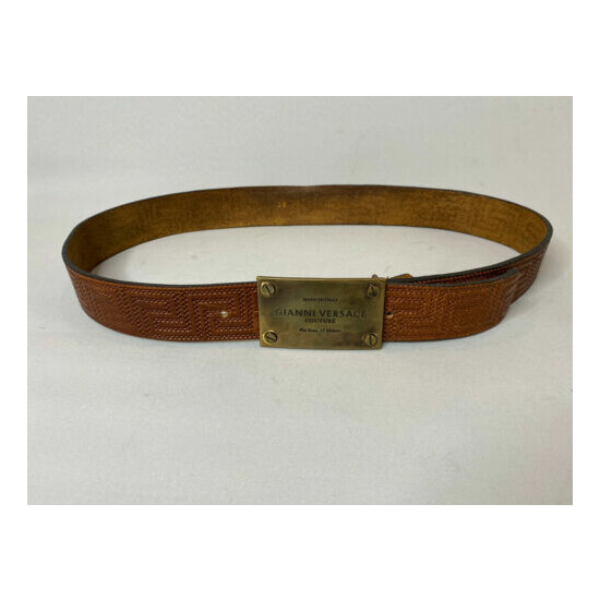 Vintage Gianni Versace Belt Greek Quilted Leather image {1}