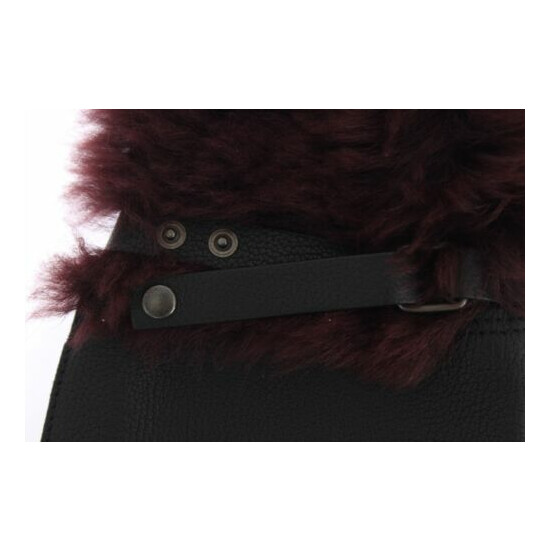DOLCE & GABBANA Gloves Black Leather Bordeaux Shearling Fur s. 9.5 / L RRP $920  Thumb {5}