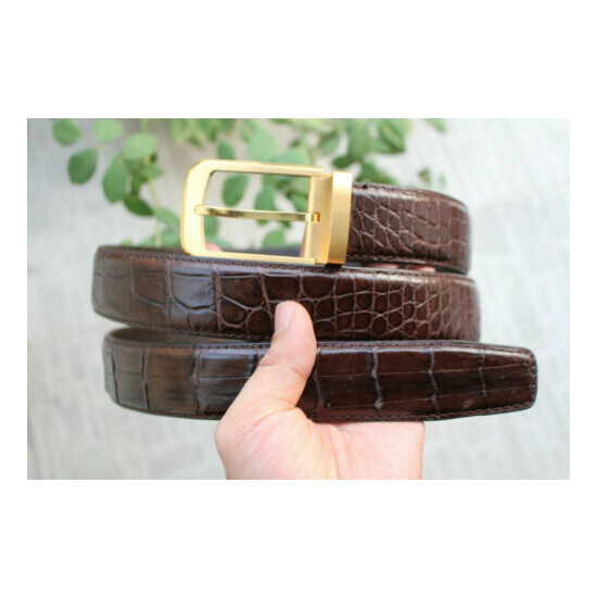 Brown Real Alligator ,Crocodile Leather Skin Men's Belt No-Jointed W 1.3 inch image {2}