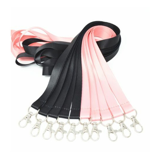 Pack 5 Premium Durable Polyester Lanyard for Badge Holder in Black, Pink image {1}