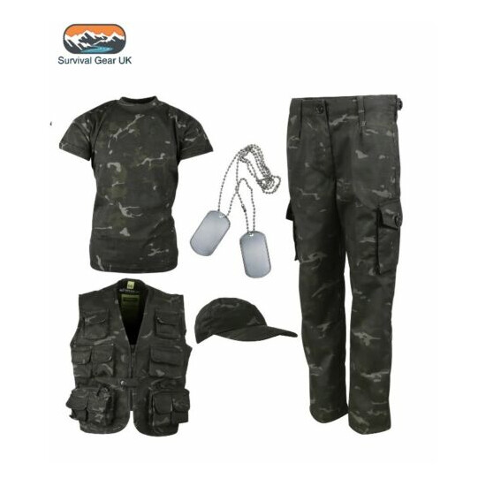 Kids Army BTP Black Camo Fancy Dress Children's Soldier Outfit Uniform Play Set image {1}