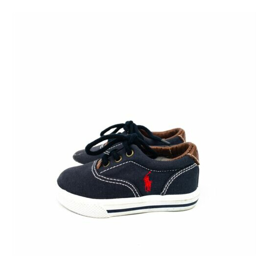 Polo Ralph Lauren Infant Toddler Navy Blue Canvas Lace Up Shoes - UK 5 image {1}