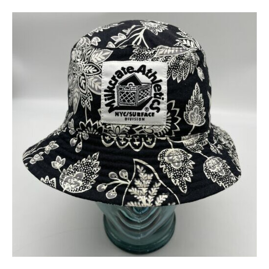Milkcrate Athletic NYC Surface Division Black and White Floral Print Bucket Hat  image {1}