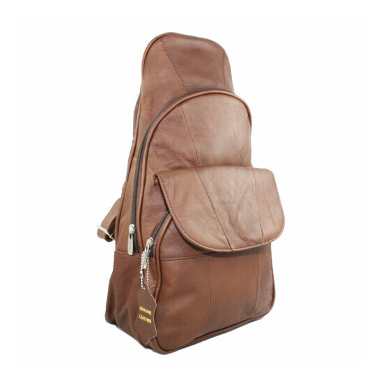 Genuine Leather Backpack Chest Pack Daypack Sling Bag Shoulder Bag image {3}