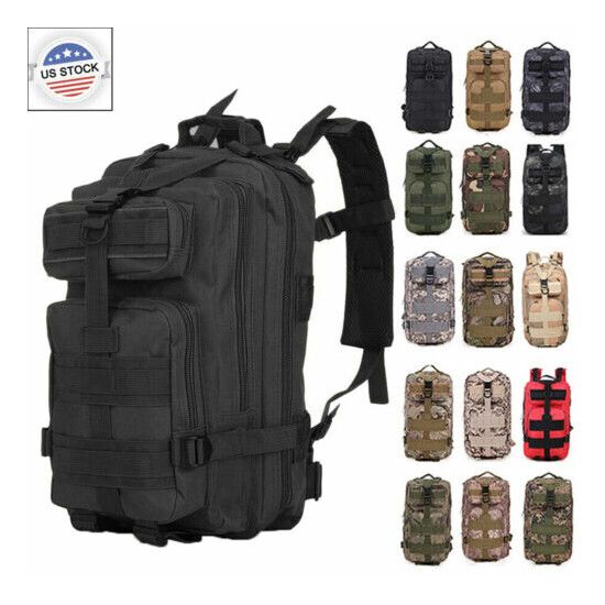 30L Outdoor Military Molle Tactical Backpack Rucksack Camping Hiking Bag Travel image {1}
