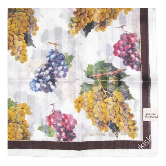 Vivienne Westwood Japan Cotton Handkerchief Grapes +Gold Logo Mute Stripes-50cm  image {3}